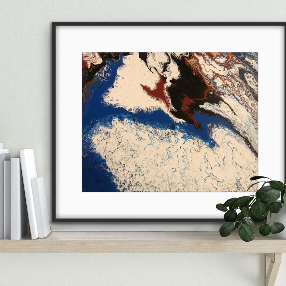 Original fluid acrylic abstract painting signed by artist 16 x20